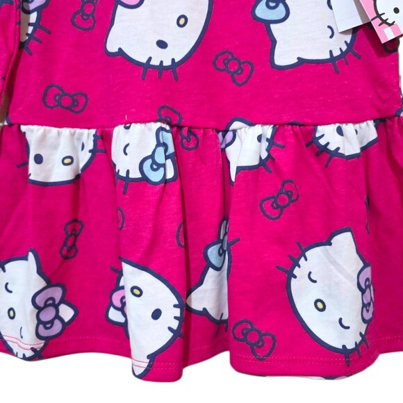 Sanrio Hello Kitty Toddler Girls Print Drop Waist Dress Long Sleeves Size 2T-4T - Picture 6 of 7
